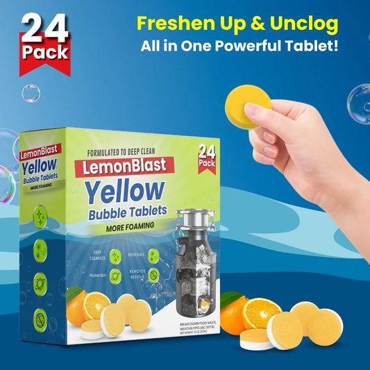 LemonBlast Yellow Bubble Tablets – Fizz Away Odors & Clogs |  🔥FLAT 50% OFF SAVING🔥